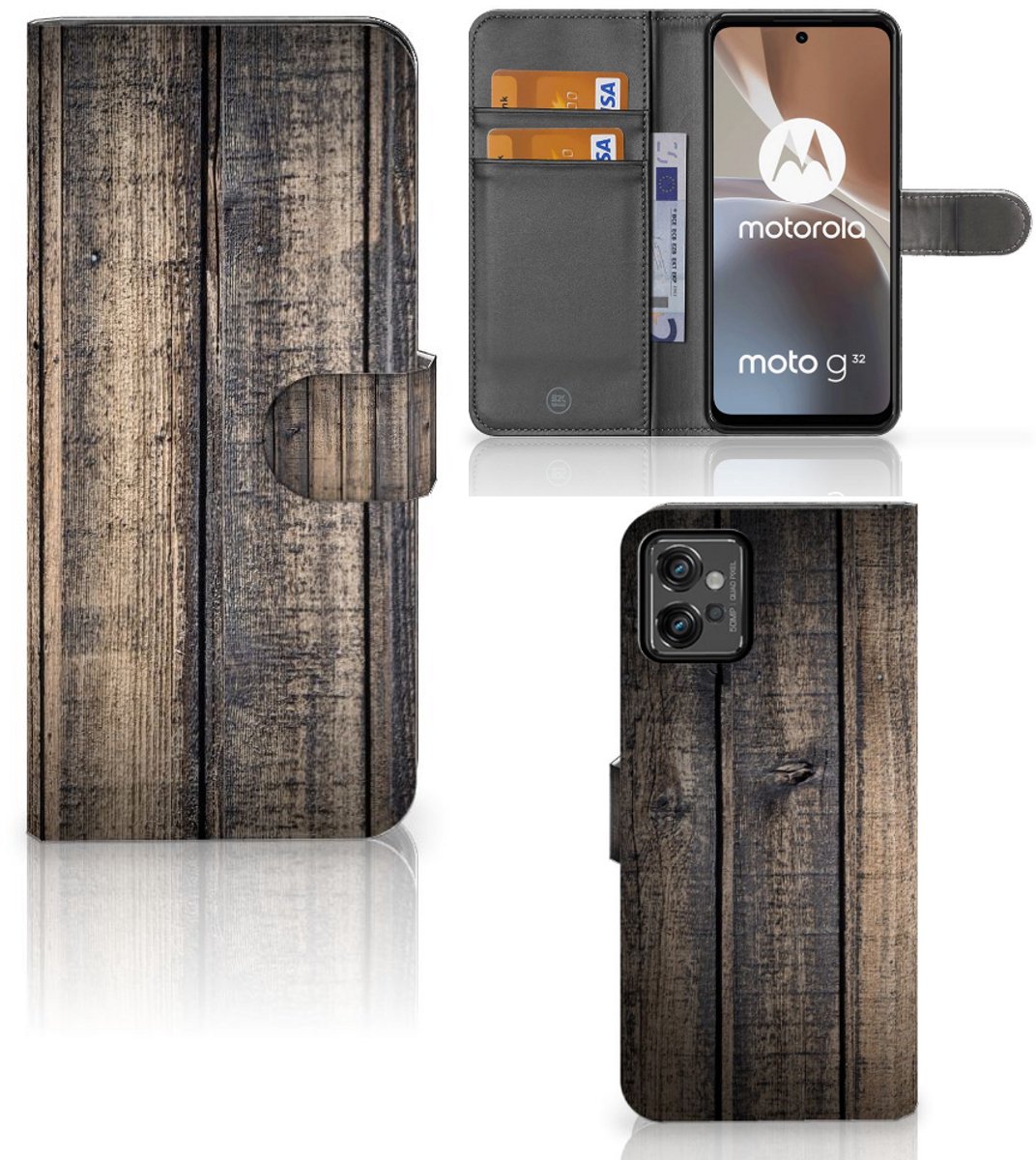 Motorola Moto G32 Book Style Case Steigerhout