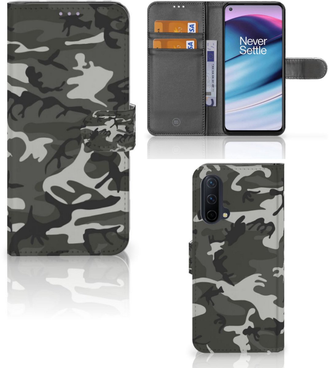 Book Case voor OnePlus Nord CE 5G Telefoon Hoesje Army Light