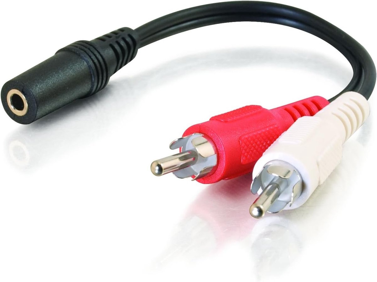 3.5mm Stereo Female naar 2 RCA Stereo Male Y-kabel (15 cm, Zwart)