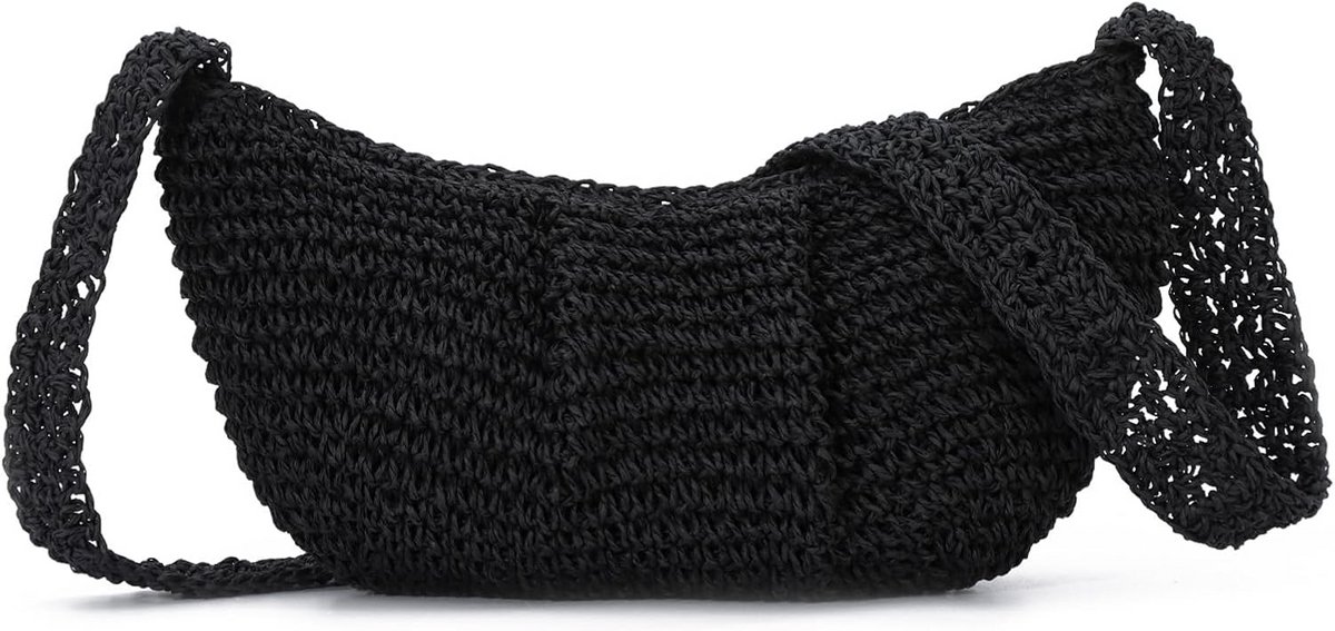 Boho Chic Stro Crossbody Tas voor Dames - Zomer Raffia Hobo Schoudertas voor Vakantie en Strand
