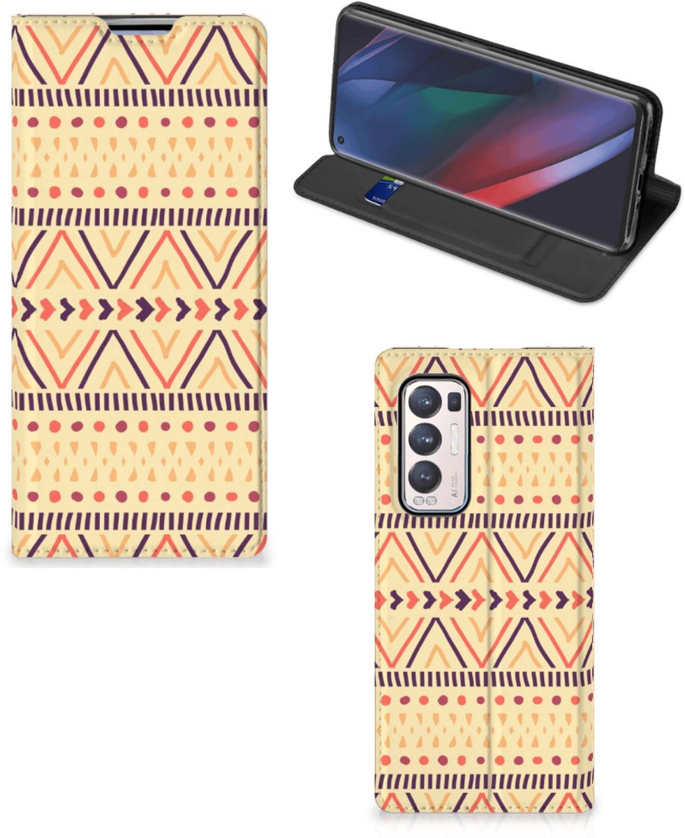 OPPO Find X3 Neo Hoesje met Magneet Aztec Yellow