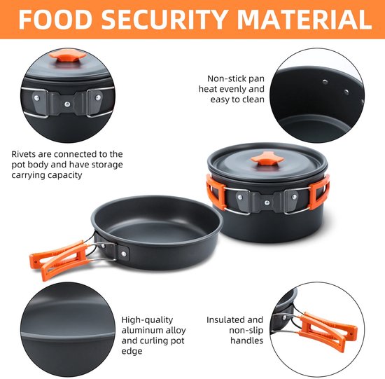 D&A Pannenset - Pannen - Kookpotten - Camping pannenset - Camping servies - Camping pan - Camping kookset - Camping fluitketel — afbeelding 3
