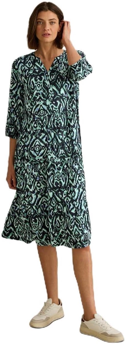 Dames Midi Volant-jurk met Patroon en Comfort
