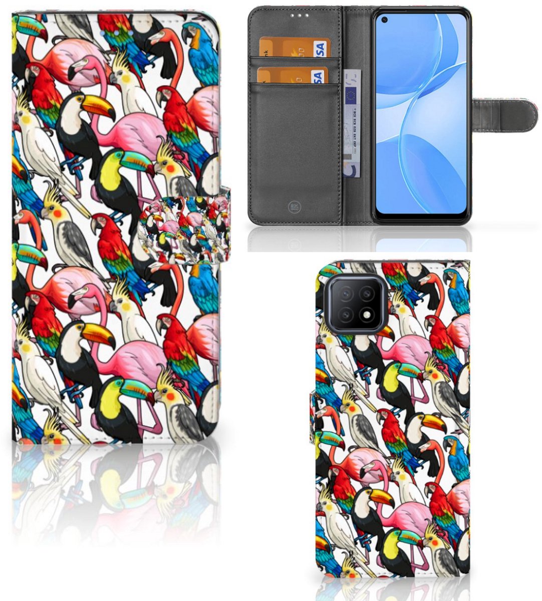 OPPO A73 5G Telefoonhoesje met Pasjes Birds