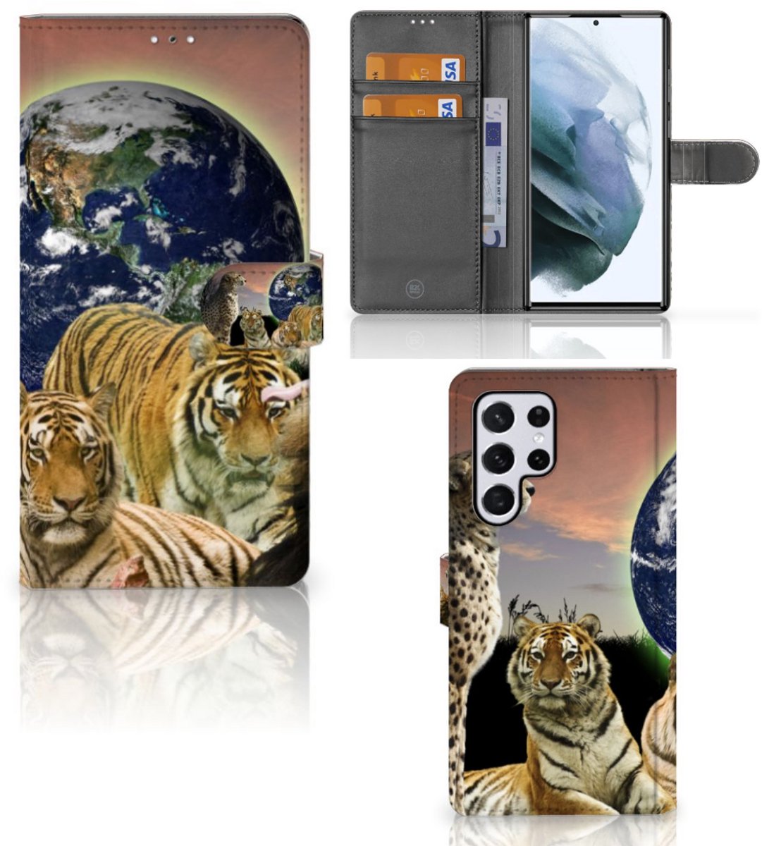 Samsung Galaxy S22 Ultra Telefoonhoesje met Pasjes Roofdieren