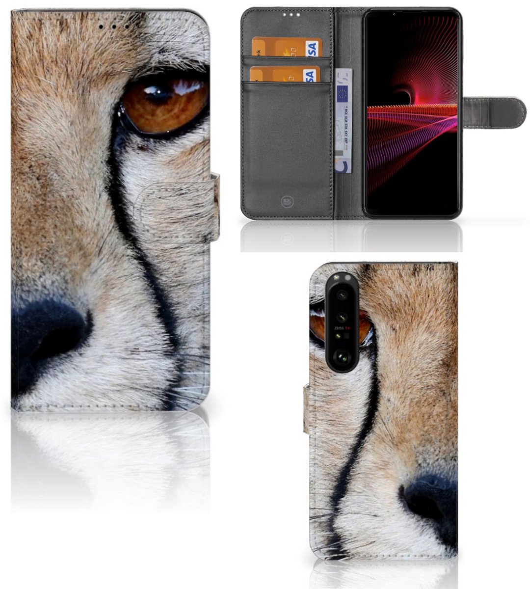 Sony Xperia 1 III Telefoonhoesje met Pasjes Cheetah