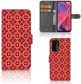 Coque Téléphone OPPO A54 5G | A74 5G | A93 5G PU Premium Housse pour Batik Rouge