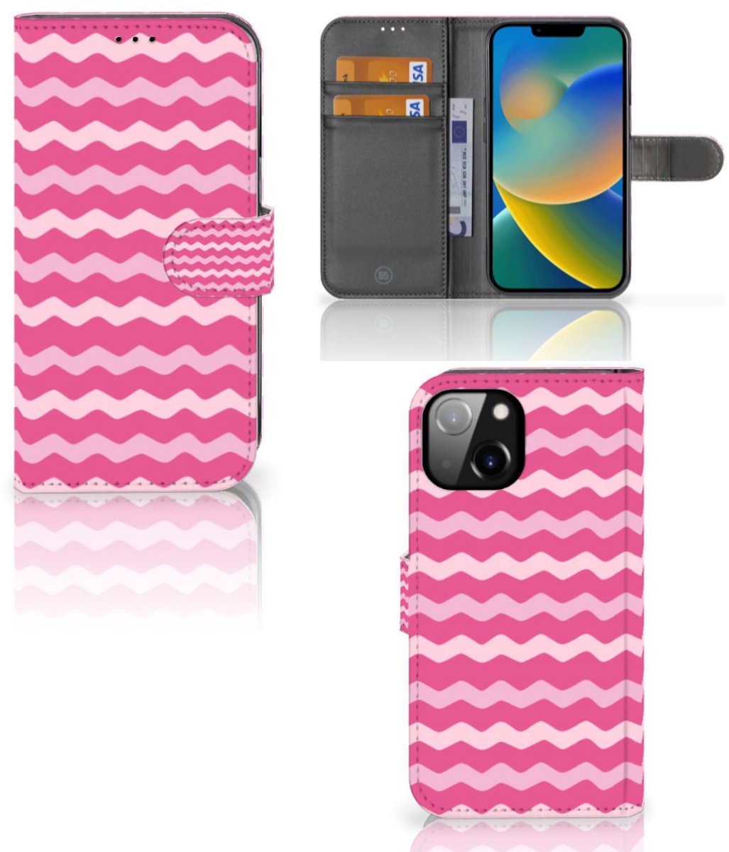 Apple iPhone 14 Telefoon Hoesje Waves Pink