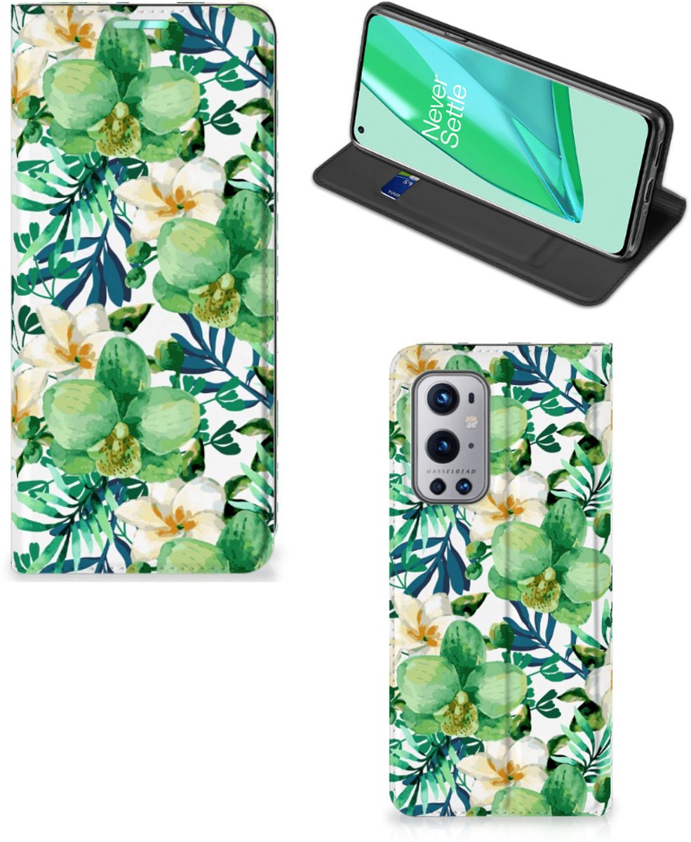 Book Case voor OnePlus 9 Pro Smart Cover Orchidee Groen