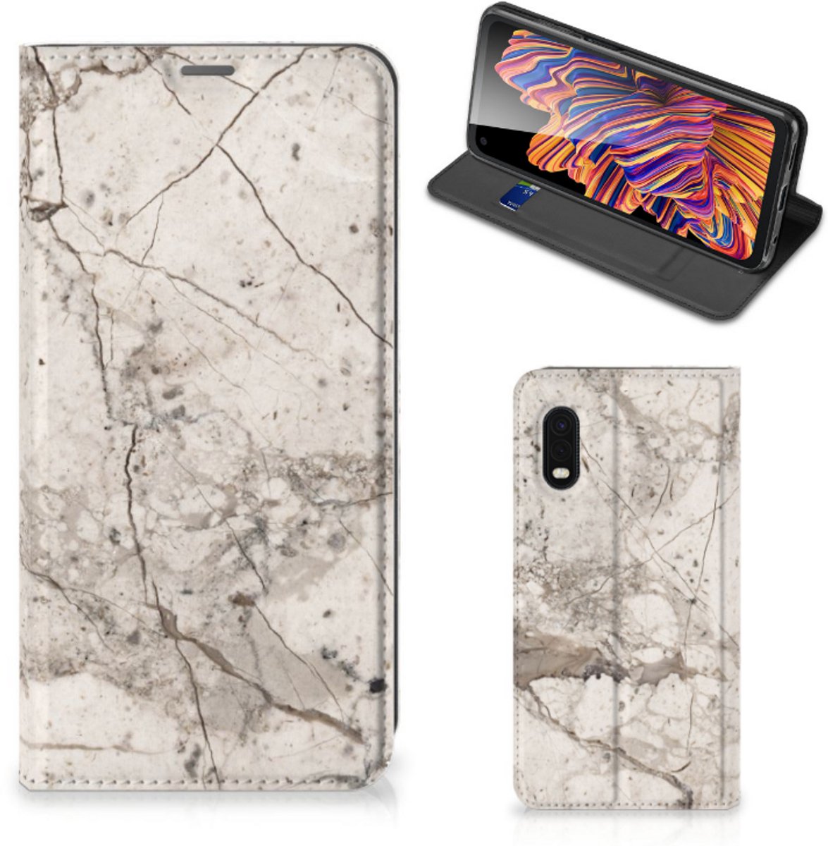 Samsung Xcover Pro Standcase Marmer Beige