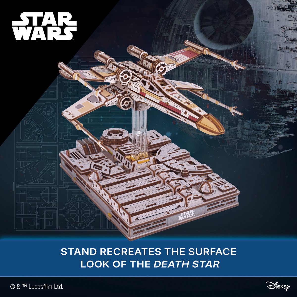 UGEARS 3D Modelbouw - Luke Skywalker's X-Wing Starfighter - Star Wars - Mechanisch Bouwpakket Hout - Educatief Speelgoed — afbeelding 3