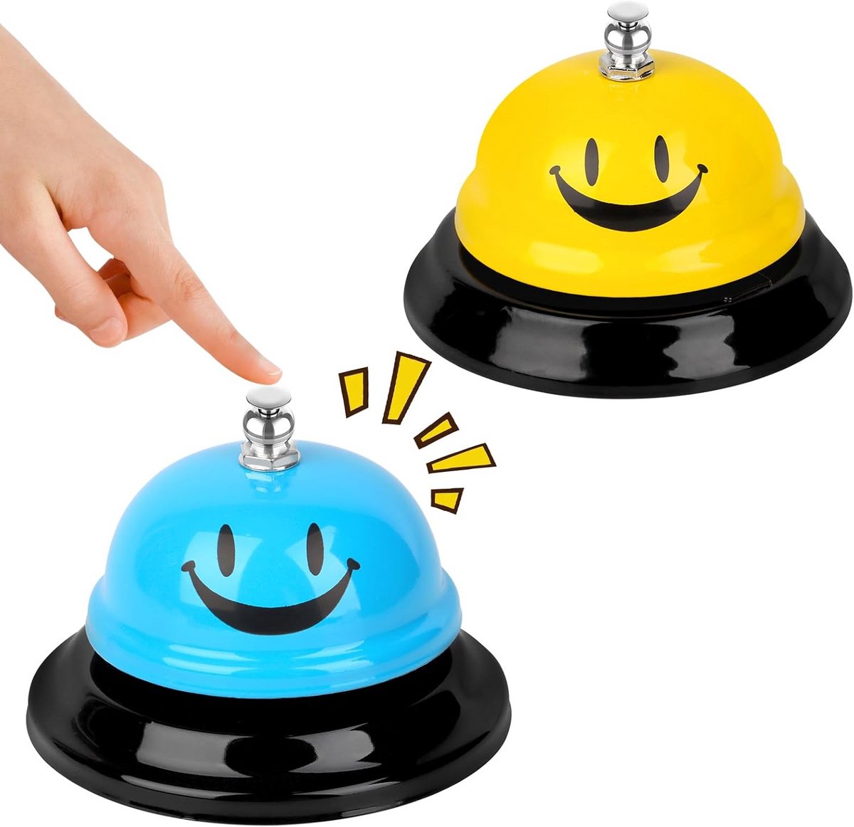 Tafelbel 2 stuks - Servicebel voor restaurant, hotel, bar, kantoor, school, keuken (geel/blauw)