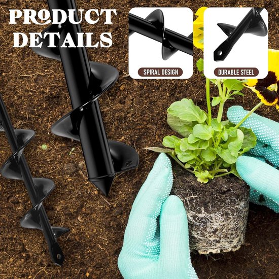2 Stuks Tuingatenboor - Grondboor voor Boormachine, Snoerloze Handboor voor Tuinplanten van Merkloos	 — afbeelding 3