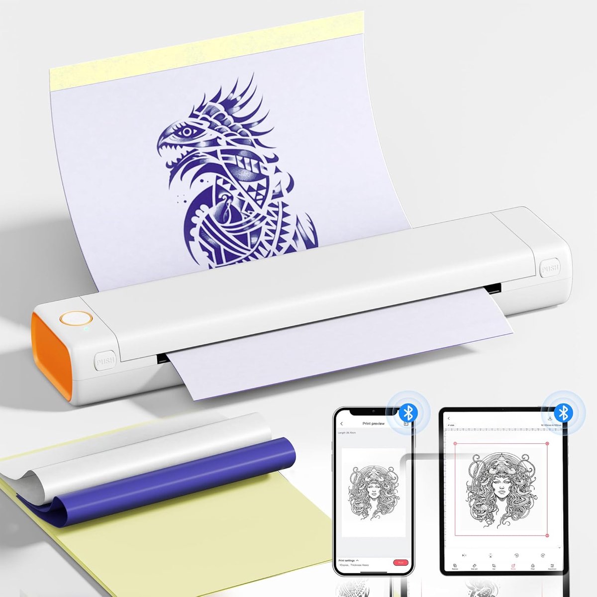 Draadloze Tattoo Sjabloonprinter met Transferpapier - Efficiënte en Draagbare Oplossing voor Tattoo Artiesten