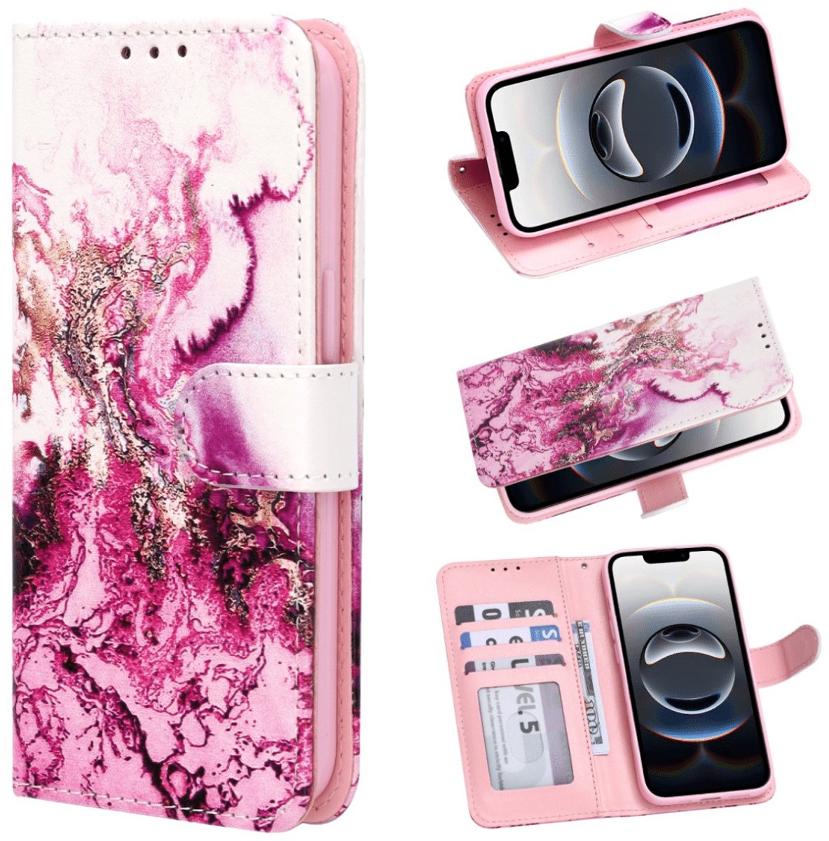 Casemania - Bookcase Print Hoesje – Geschikt voor Samsung S26 Plus - Marmer Paars
