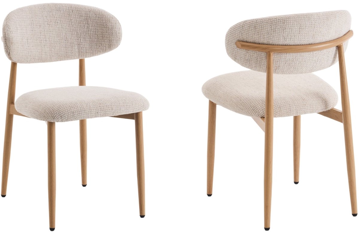 Eetkamerstoelen Celia Beige Naturel Santi Set van 2