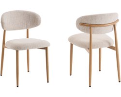 Eetkamerstoelen Celia Beige Naturel Santi Set van 2