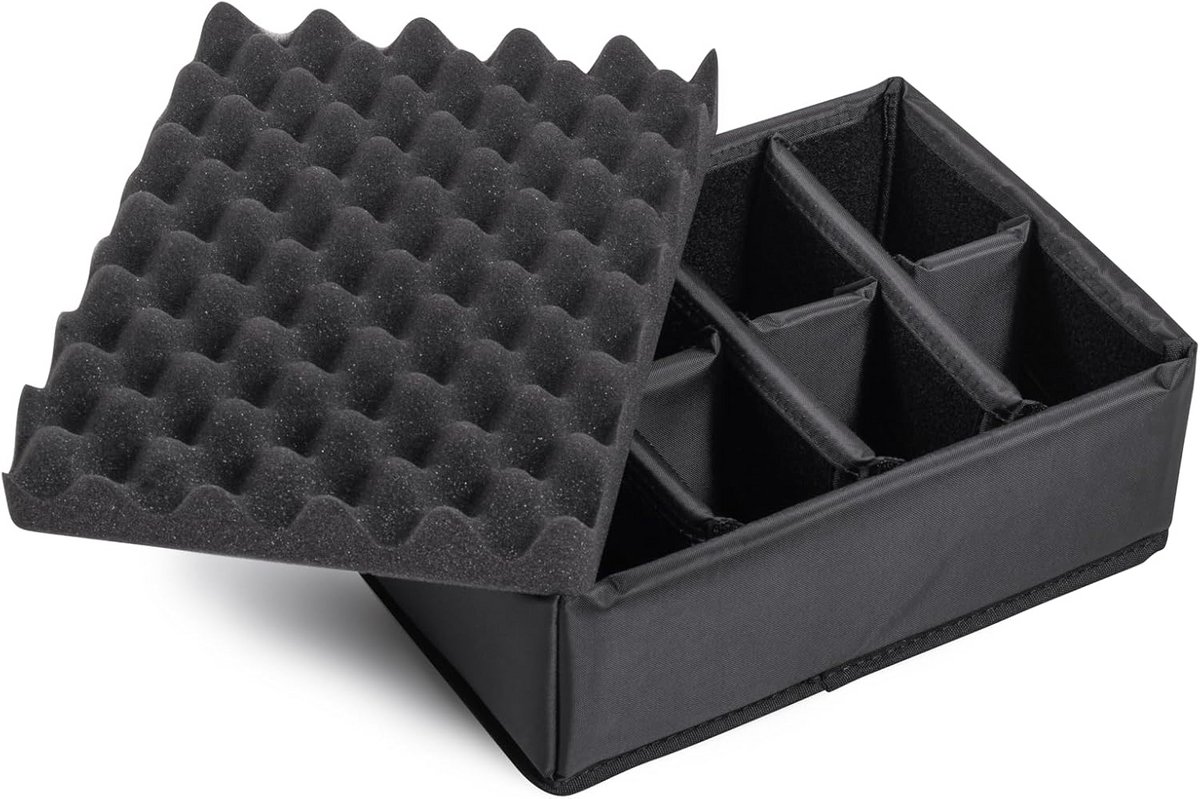 Robuuste outdoor transportkoffer met variabele vakindeling - type 3000, zwart