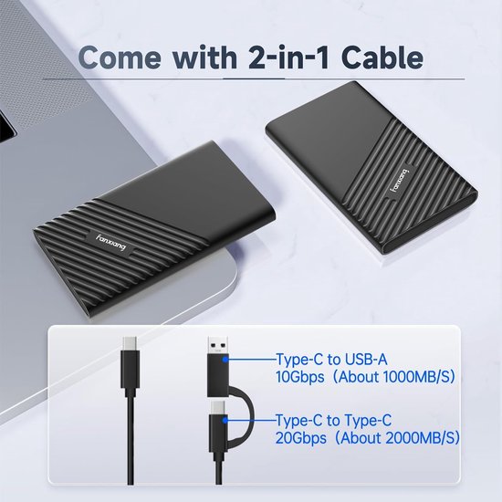 4TB Externe SSD - 2000MB/s USB 3.2 Gen2x2 - Draagbare Harde Schijf voor Desktop en Laptop — afbeelding 2