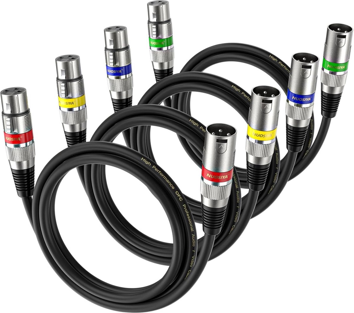 Set van 4 XLR-kabels 1 meter - Professionele audioconnectie