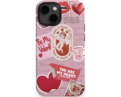 Casetastic hoesje geschikt voor Apple iPhone 13 mini - MagSafe - Dubbellaagse bescherming - You are my Valentine - Hartje forever Roze Rood - Fashion Case - Lichtroze Lichtgrijs Lila Koraal