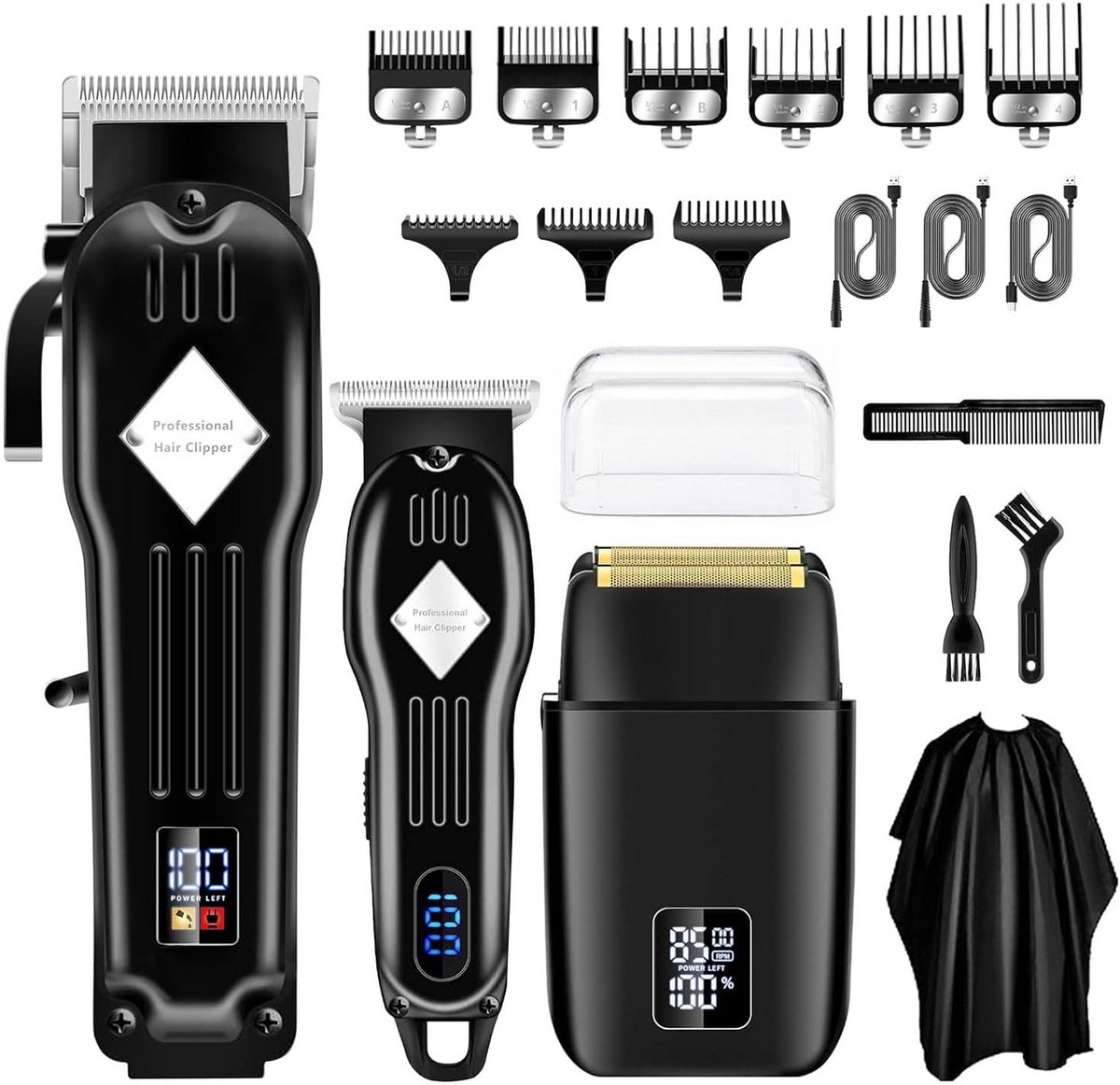 Elektrische baardtrimmer en scheerapparaat voor thuis en salon, professionele trimmer met foilshaver functie