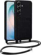 Hoesje Geschikt voor Samsung S26 Hoesje Siliconen Case Met Koord - Hoes Geschikt voor Samsung Galaxy S26 Hoesje Backcover Met Telefoonkoord - Telefoonhoes - Zwart