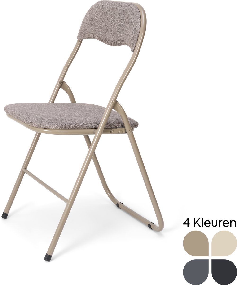 Trendy Meije® Nova Klapstoel - Taupe - Linnen - Inklapbaar - Zithoogte 45 cm - Opvouwbare Stoelen - Vouwstoel