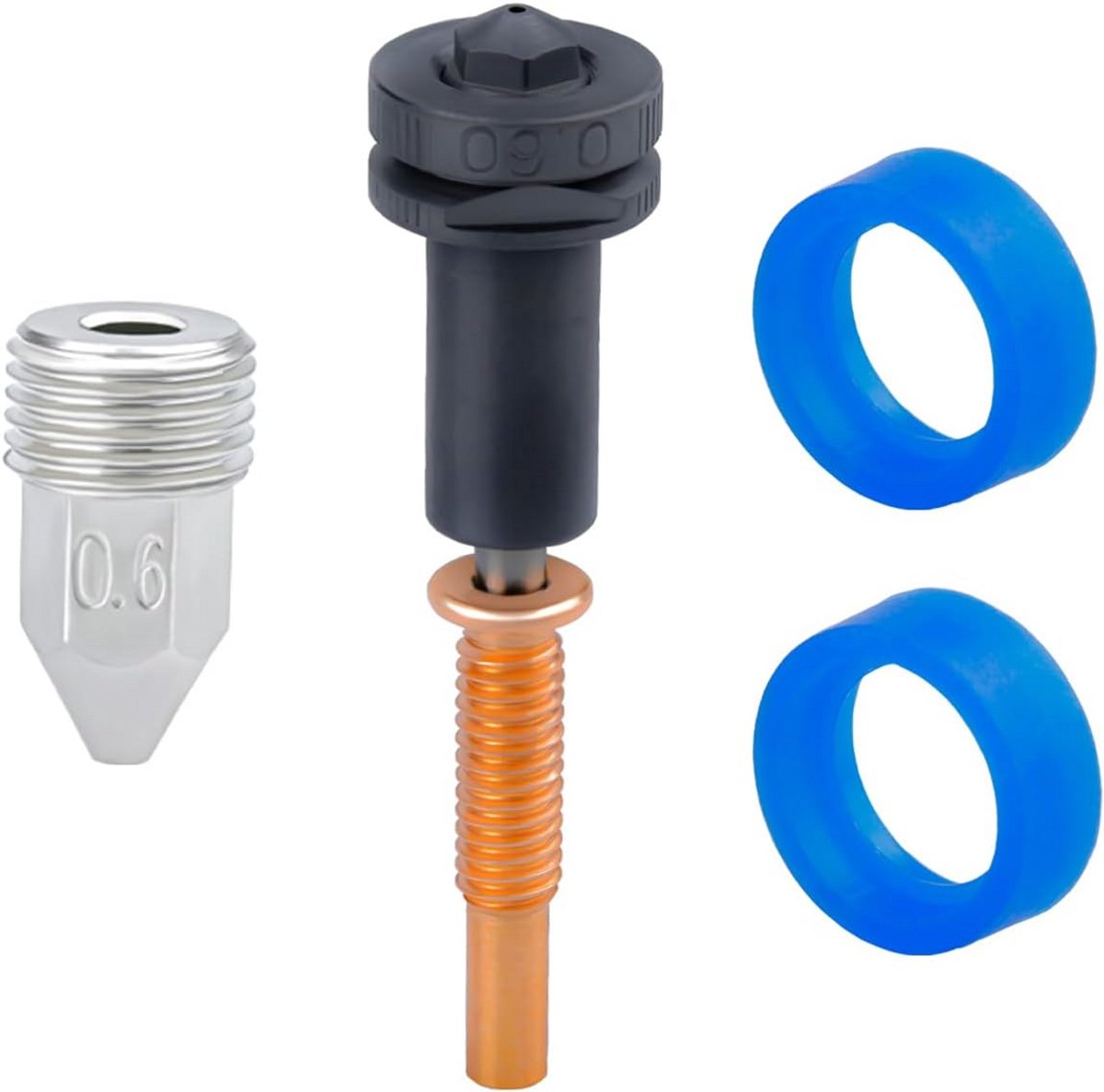 3D-printer Upgrade Trimetaal Verwisselbare Sproeiers 0,6 mm - Gehard Staal, Koper, Titanium TC4 - Compatibel met RapidChange Revo Hotends