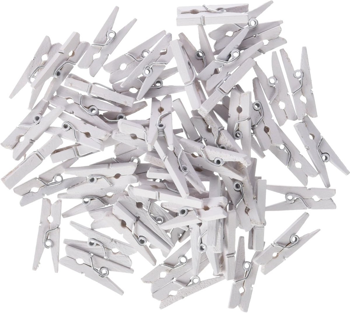 Mini-wasknijpers wit 2,5 cm hout verpakking 1 stuks