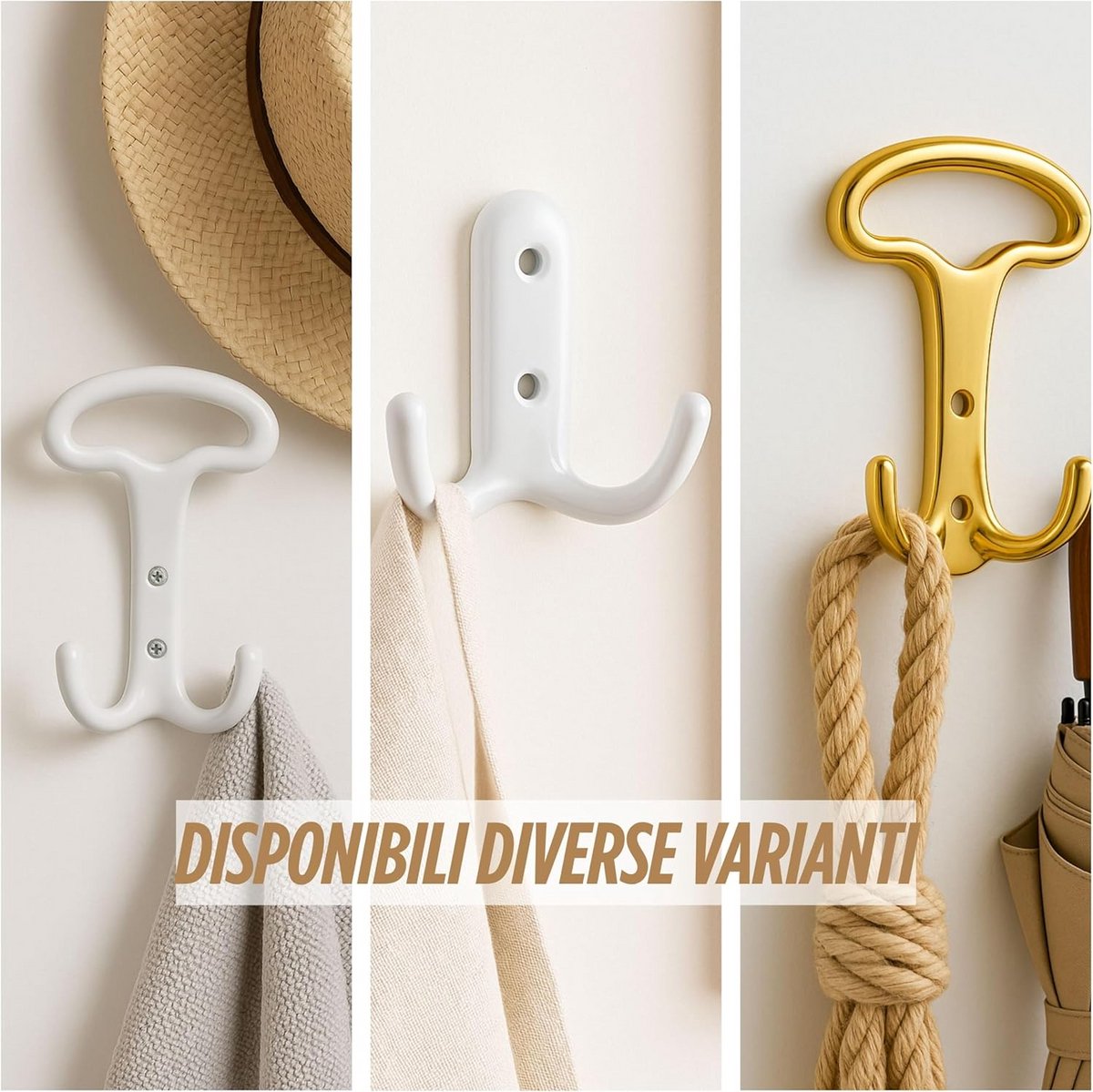 Wandhaak systeem voor kleding en accessoires - modulair, gemakkelijk te monteren - 3 moder