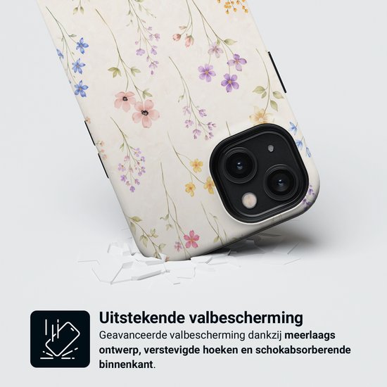 Bloemen Design Hoesje geschikt voor iPhone 13 Mini | Flower Print Tough Case met Mag | Shockproof | Bloemen Motief Backcover geschikt voor iPhone 13 Mini Wildflower Whisper
