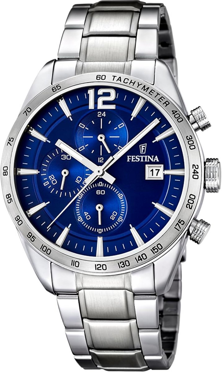 Tijdloos Herenhorloge Chronograaf Zilver RVS Band