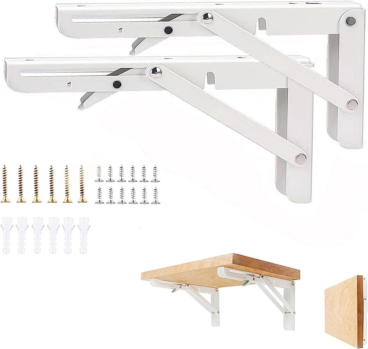 Inklapbare Plankdragers 350mm - Zware Belasting RVS - Ruimtebesparende Tafelwandhouder (2 Stuks)
