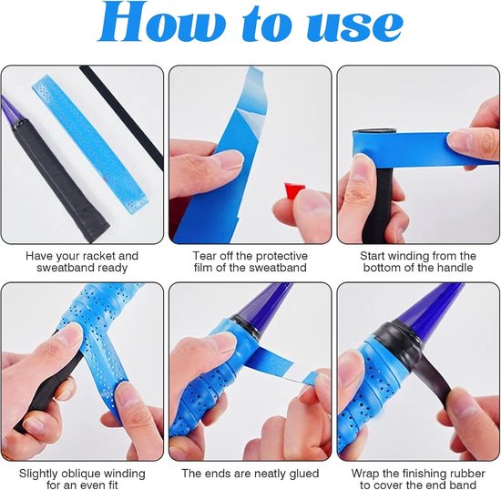 Grip Band voor Badminton Racket - Pack van 8 - 110 cm - Zelfklevend ...
