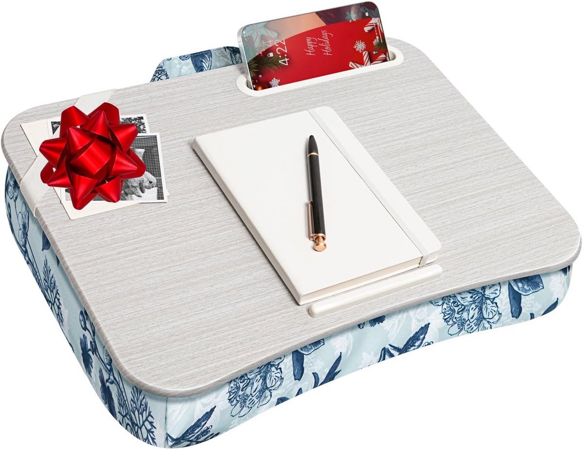 Comfortabele Laptoptafel met Telefoonhouder voor Laptop tot 15.6 Inch - Bloemenprint