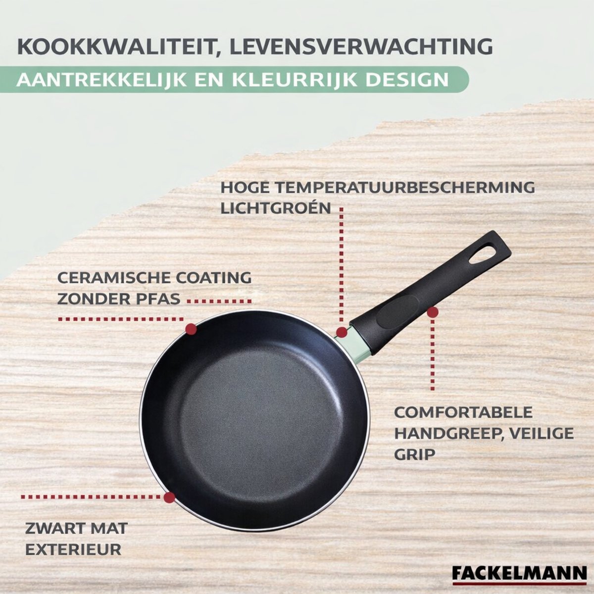 Set van 3 keramische antiaanbakpannen 20, 24 en 28 cm Fackelmann Brandao