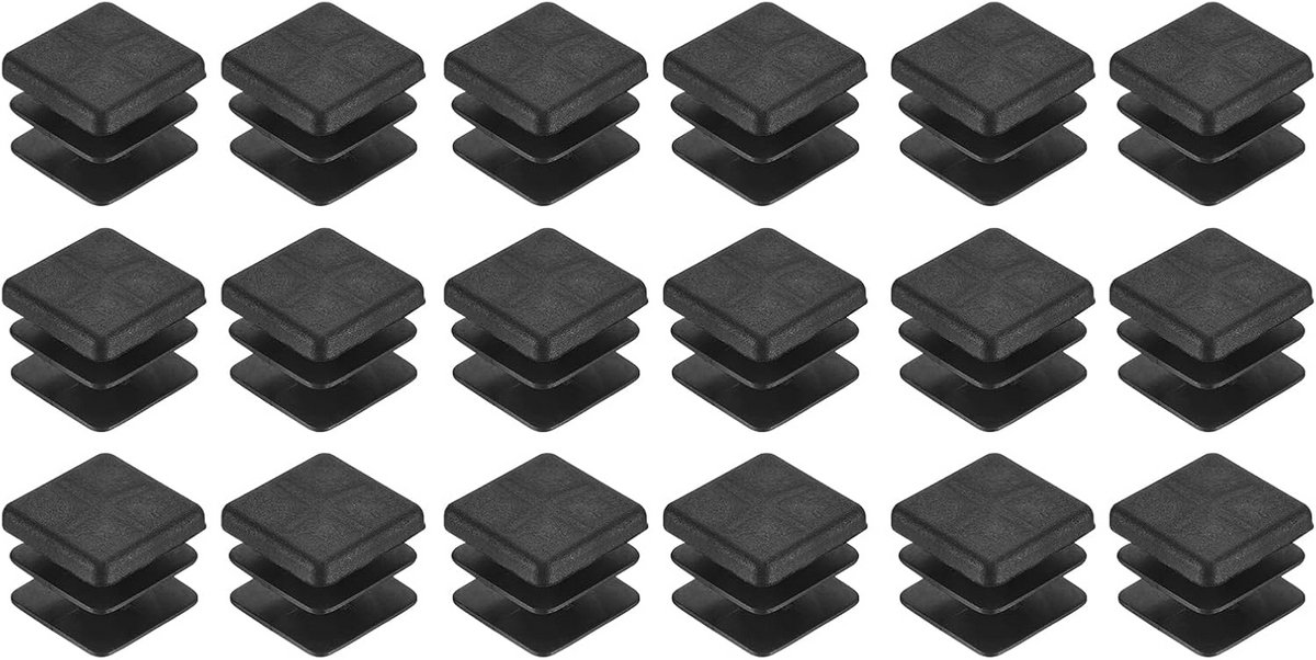 18x Zwarte Vierkante Buisdoppen voor Poten - Pluggen voor 14-16mm Vierkante Buis Montage