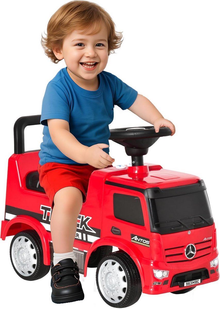 Loopauto voor Peutertjes met Opbergruimte en Duwstang Rood
