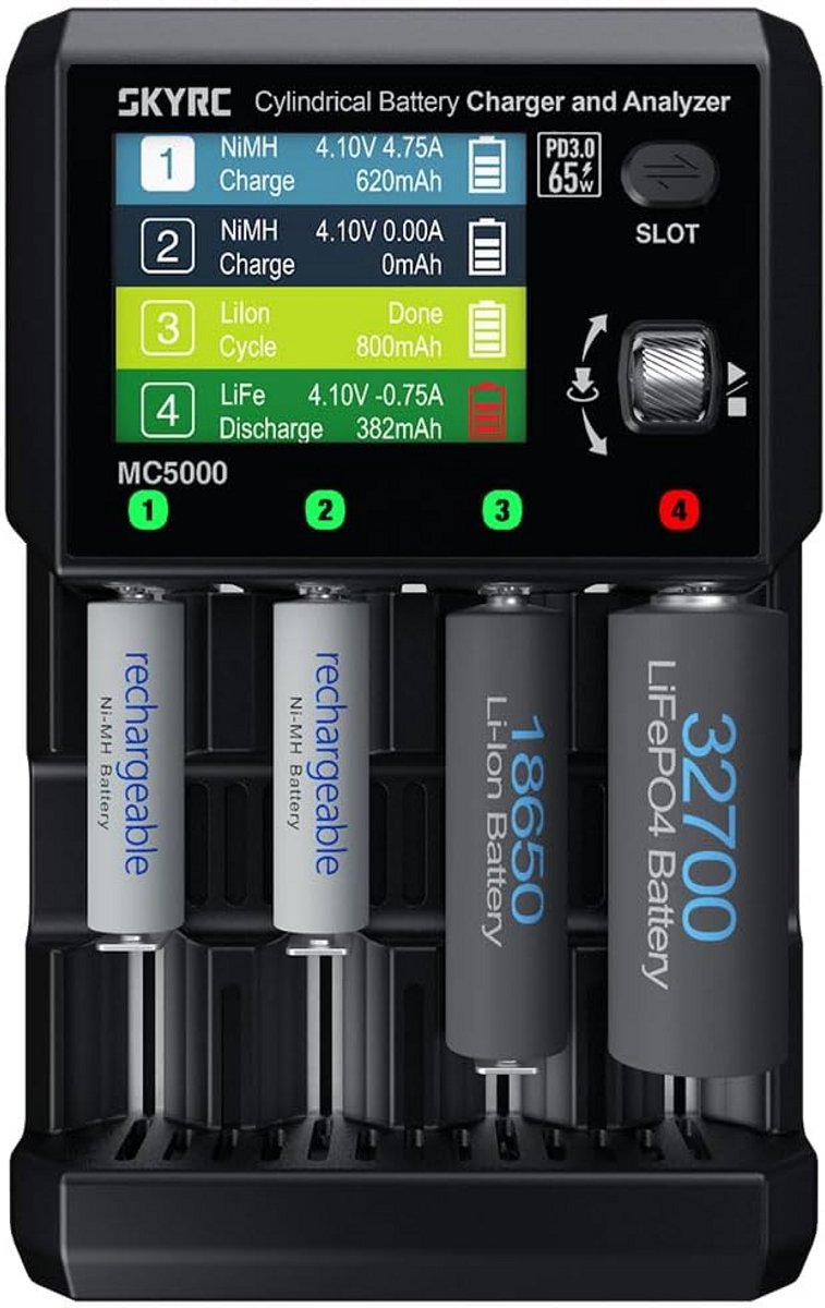 Universele Batterijlader en Analyzer voor Alle Cilindrische Accutypes