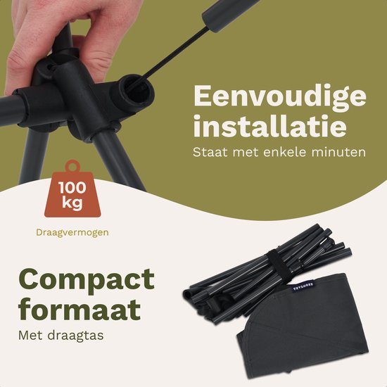 TRVLMORE Campingstoel - Opvouwbaar - 100KG Draagvermogen - Incl. Draagtas - Klapstoel - Visstoel - Kampeerstoel - Vouwstoel - Grijs — afbeelding 4