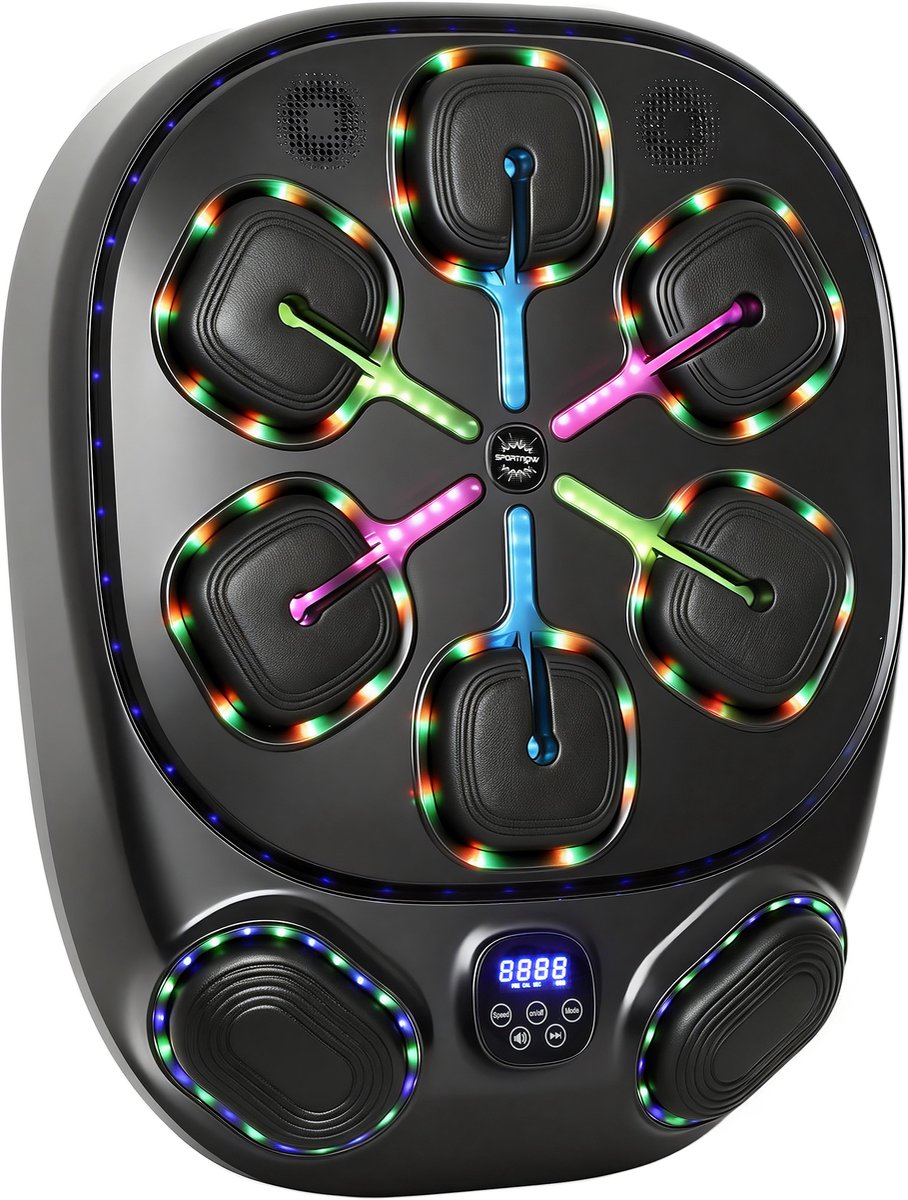 Sportnow Music Boxing Machine-Schuimrubber, Kunststof-61L x 48B x 11H cm-Zwart