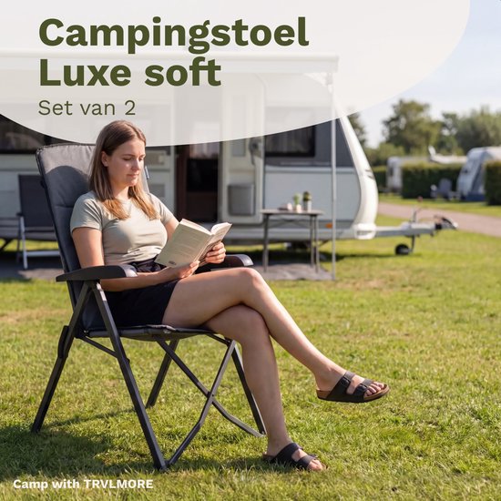 TRVLMORE Campingstoelen Luxe - Opvouwbaar - 2-Pack - 150KG Draagvermogen - Incl. Draagtas - Klapstoel - Kampeerstoel - Vouwstoel - Grijs van Merkloos — afbeelding 2