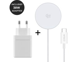 Draadloze Oplader 25W Snellader Geschikt voor MagSafe – Wireless Charger – Geschikt voor iPhone met 38W Adapter – USB C + USB C + USB – Snellader 3 Apparaten Tegelijk