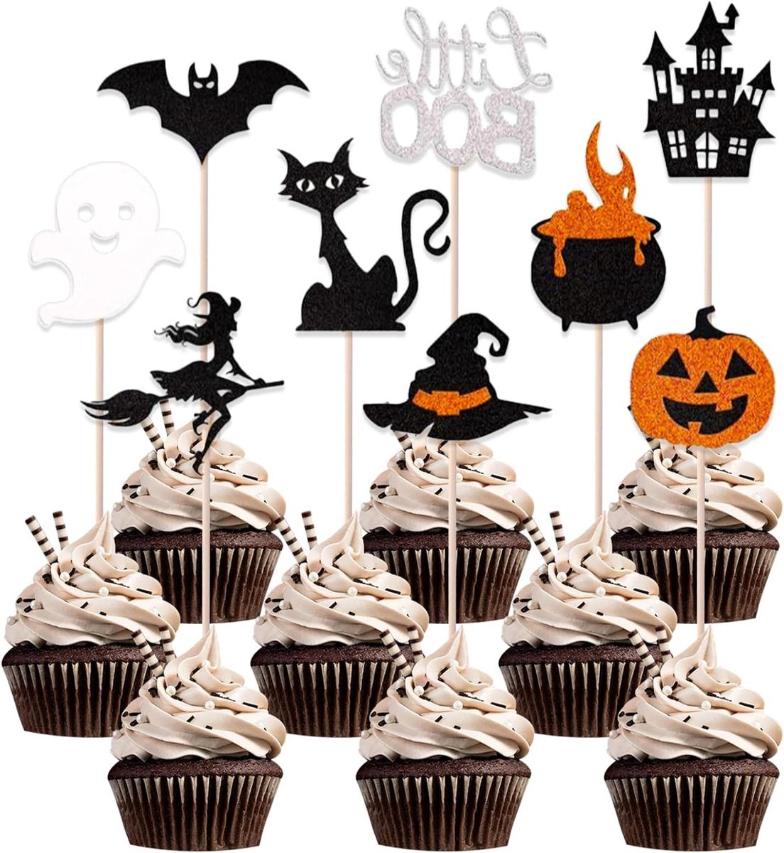 Taartdecoratie Halloween thema - Set van 18 stuks - Griezelige cake accessoires