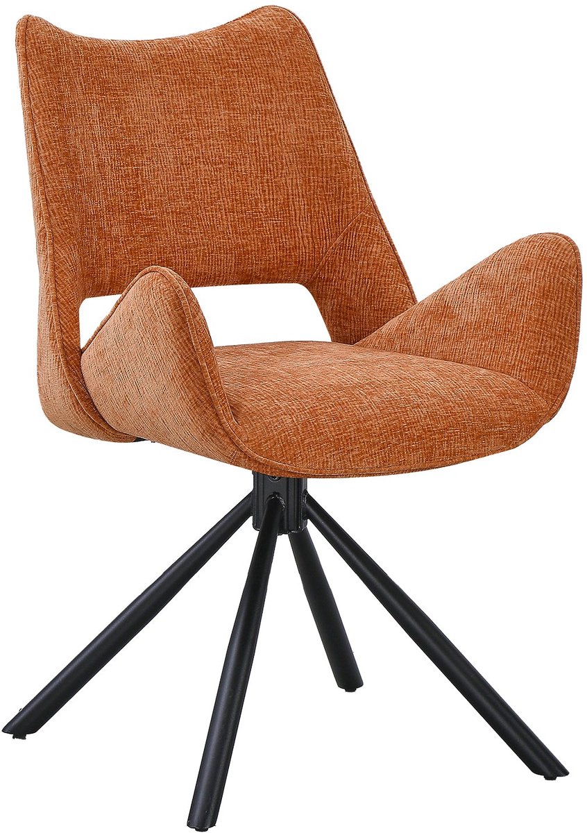 Lizzely Garden & Living Eetkamerstoel draaibaar Kevin ribstof cognac eetstoel draaibare stoel zetel