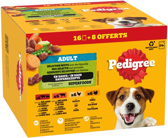 Pedigree Hondenvoer Nat Adult Selectie in Saus Multipack - 24x100 gr