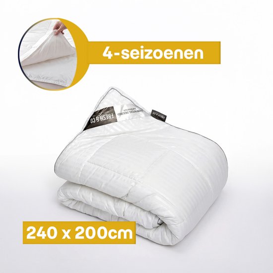 Dekbed-Discounter - Fresh and Co 4-seizoenen dekbed 240 x 200 cm - Microdons - 4-seizoenendekbed - Wasbaar op 60 graden - Anti-allergisch en huisstofmijtwerend - Wit