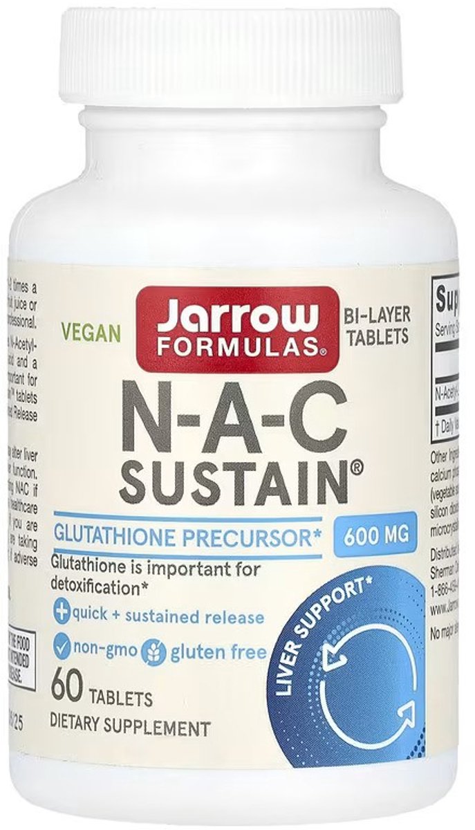 NAC Sustain 60 tabletten - N-acetylcysteïne, antioxidant en glutathionprecursor | Jarrow Formulas