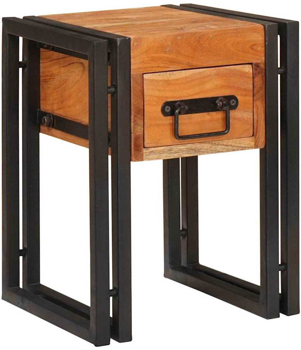 vidaXL Bijzettafel - Bruin - en - Zwart - 30 - x - 30 - x - 40 - cm - Massief - Acacia - Hout Bruin en zwart